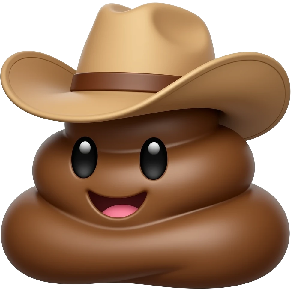 Cute 💩 with cowboy hat  on Sideways emoji