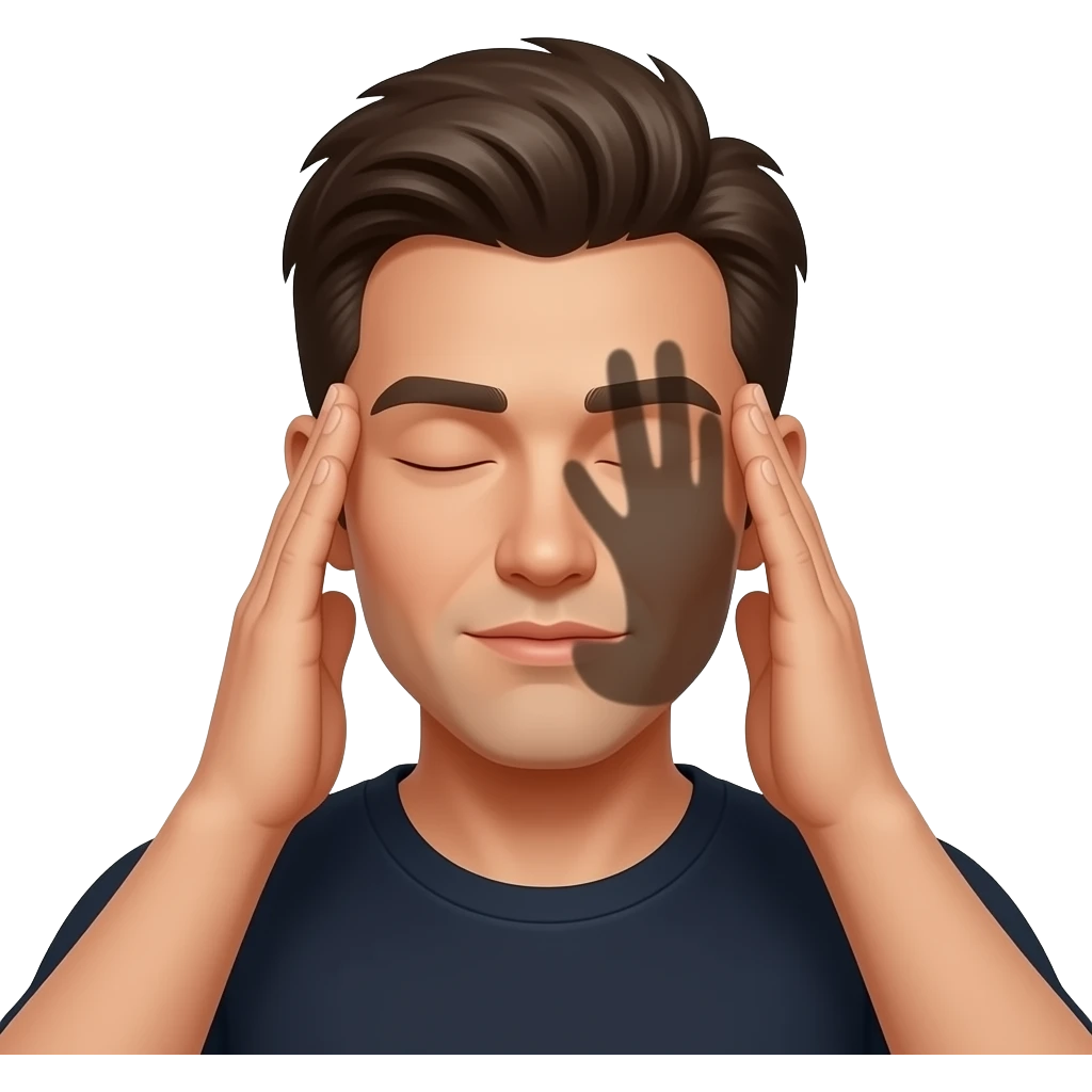 Faça uma sombra com as mãos do rosto emoji