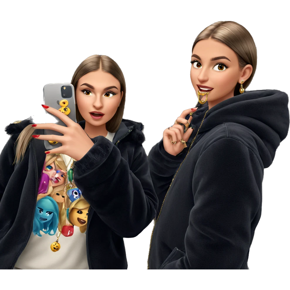 girls with jewelry and phones emoji