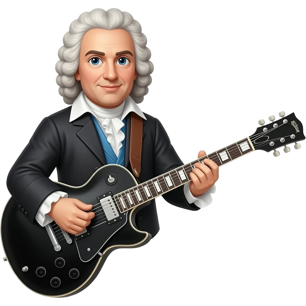 Johann sebastian bach with metal electric guitar emoji