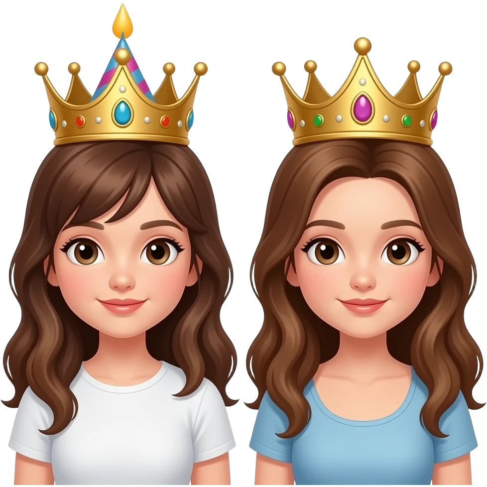 Happy birthday bestie  brown  hair girl brown hair and the girl have a crown for birthday and the other one have the normal one emoji
