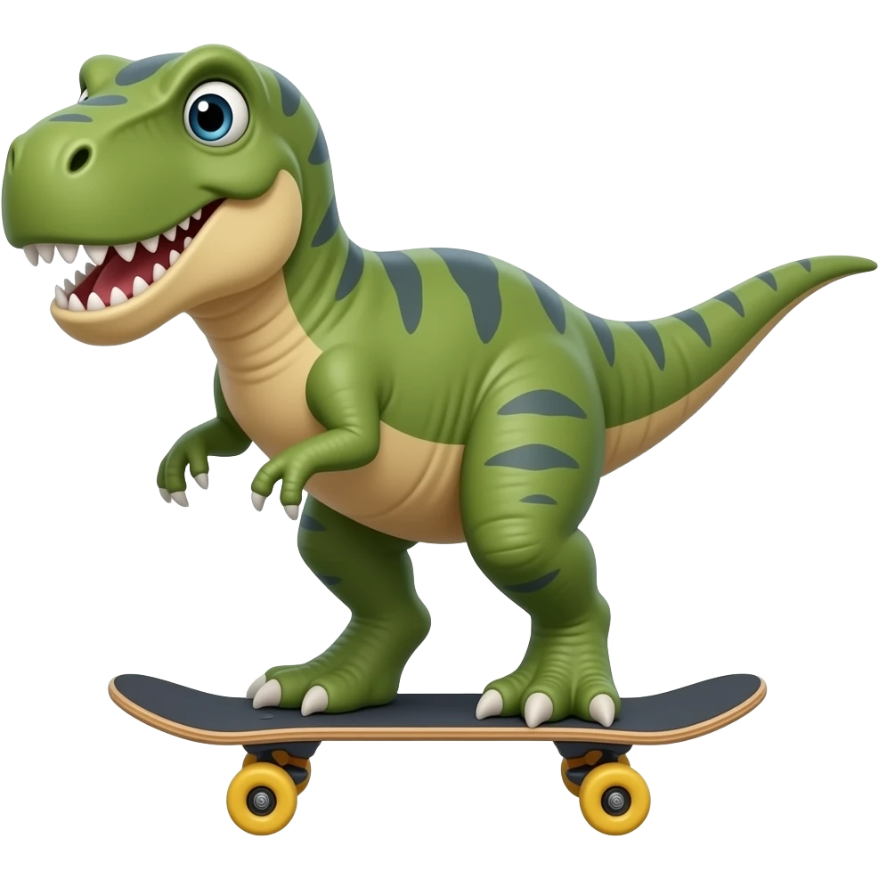 Dinosaur on a skateboard emoji