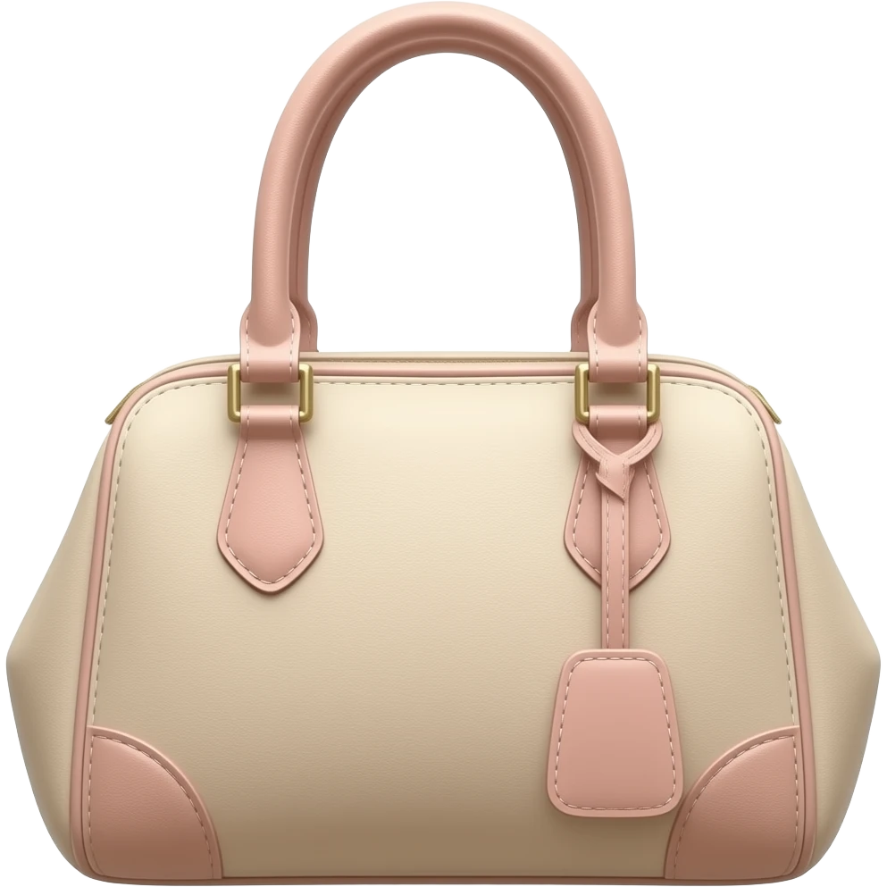 handbag, beige leather with blush pink accents, minimal emoji