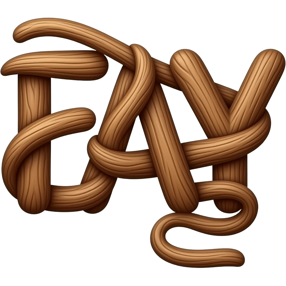intertwining letters FAY in dark brown wood emoji