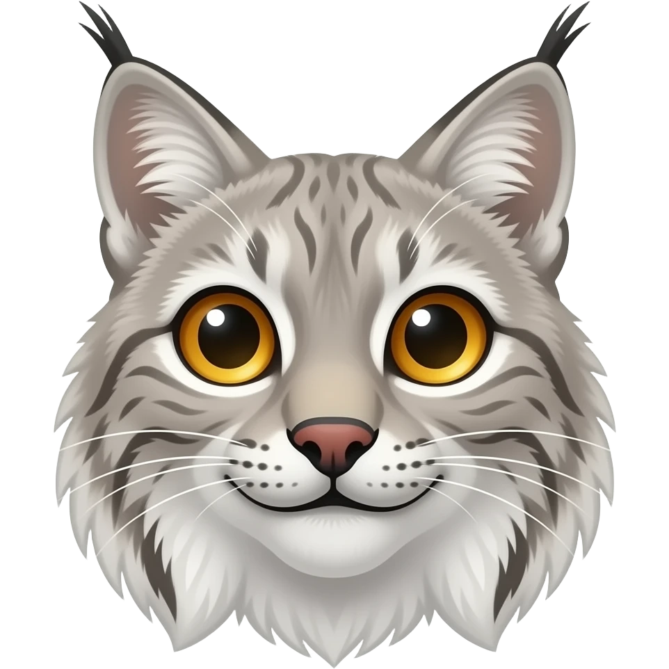 smiling gray lynx face emoji
