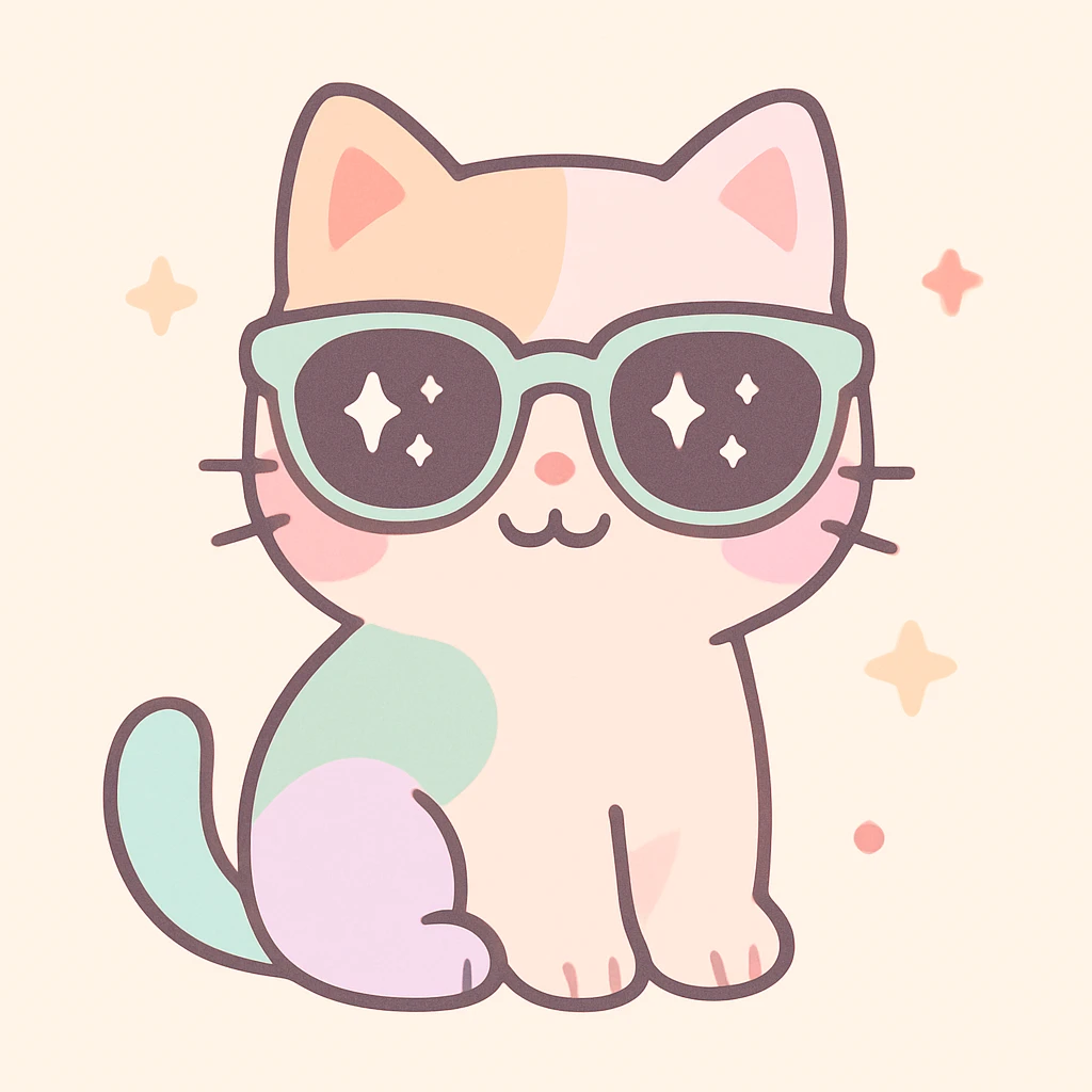 cute and cheerful cat wearing sunglasses emoji