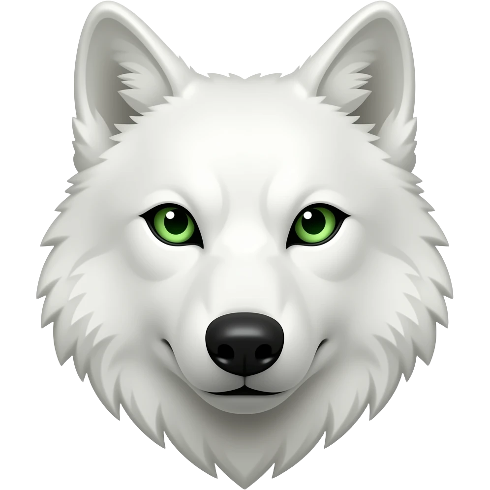 White wolf head stern green eyed emoji