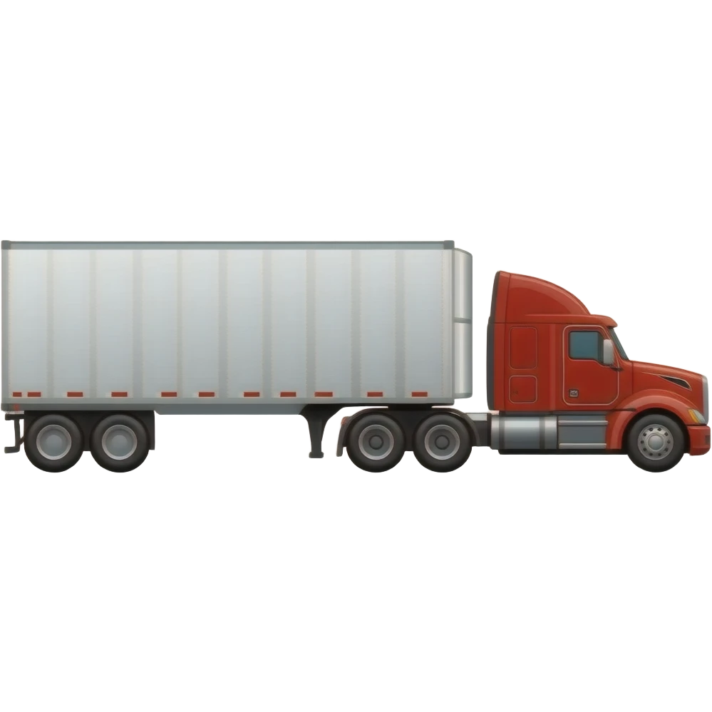 semi truck and 53 ft trailer red driving to the right-2d sideway full view emoji