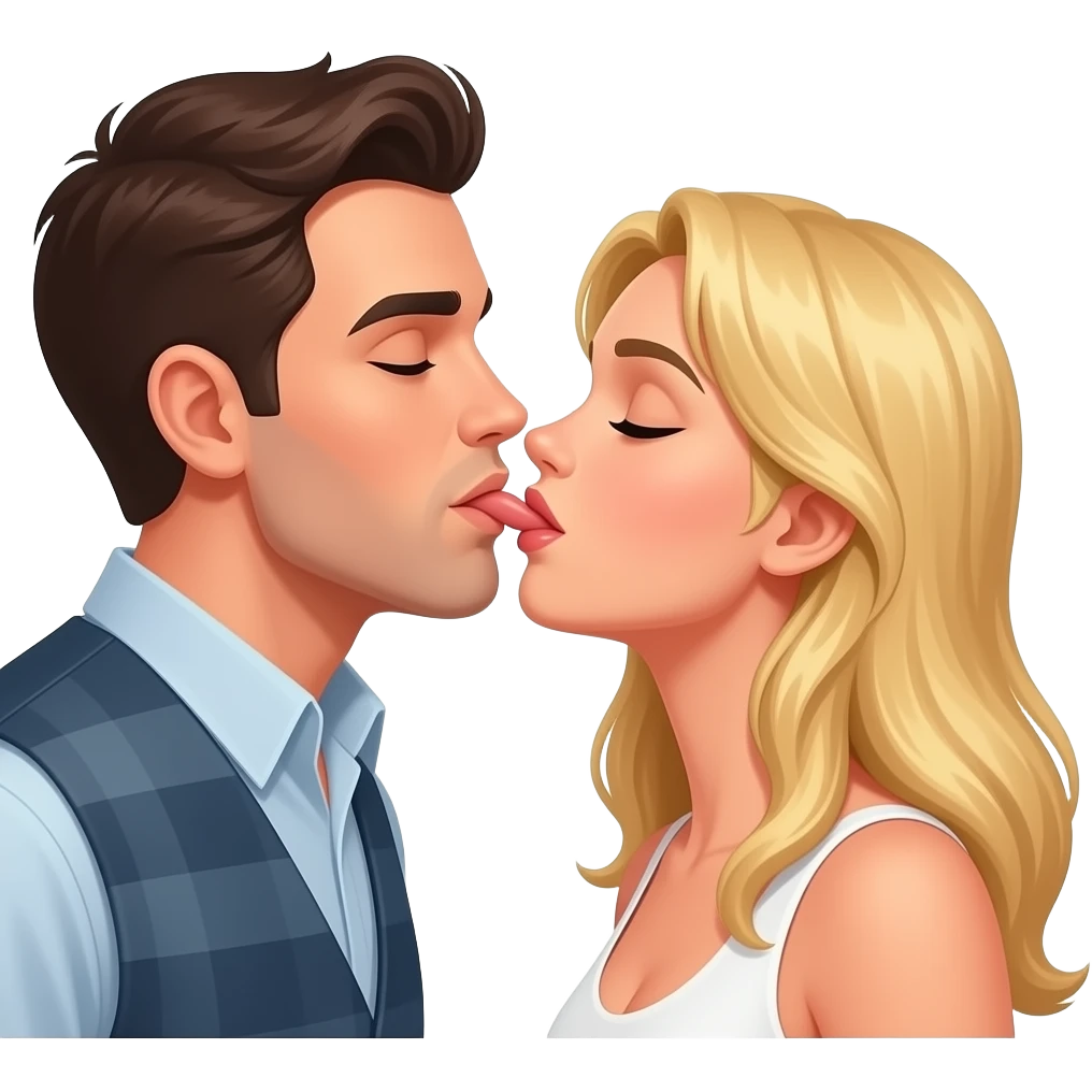 Man giving a blond woman oral sex emoji