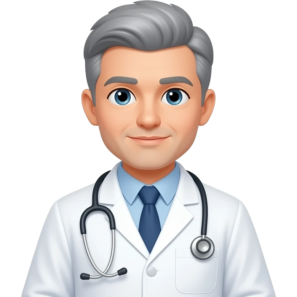 male doctor grey hair stethoscope emoji