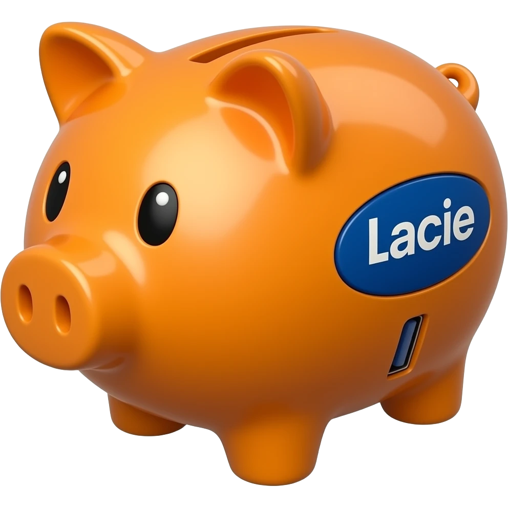 orange piggy bank looking like a lacie hard drive emoji