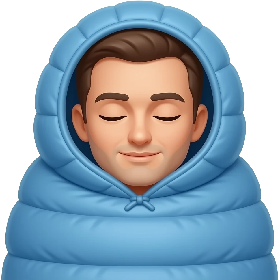 a man sleeping in a sleeping bag emoji