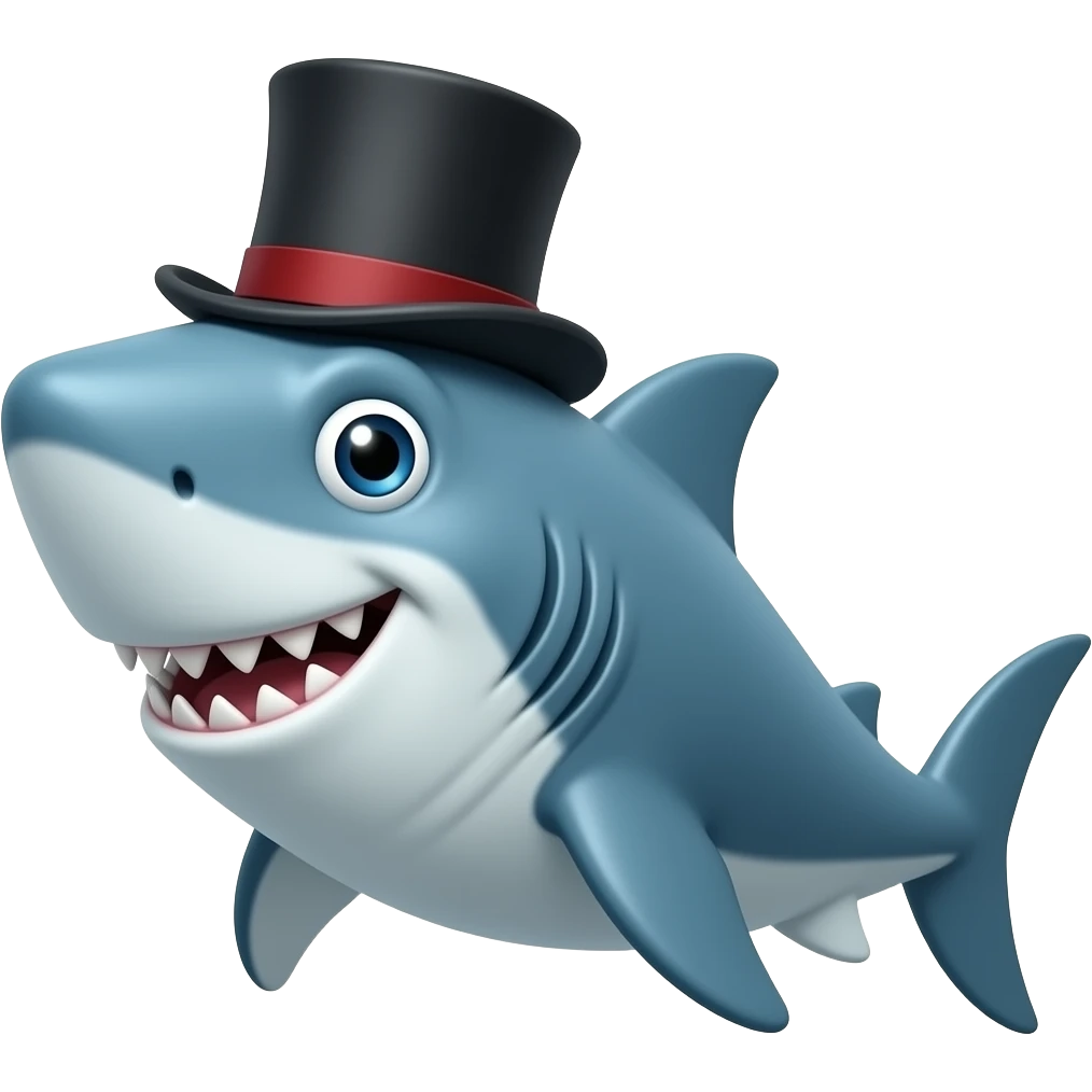 Shark with a top hat emoji