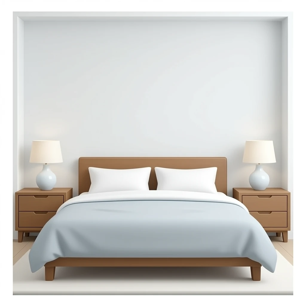 bedroom neutral color only bed and nightstands emoji