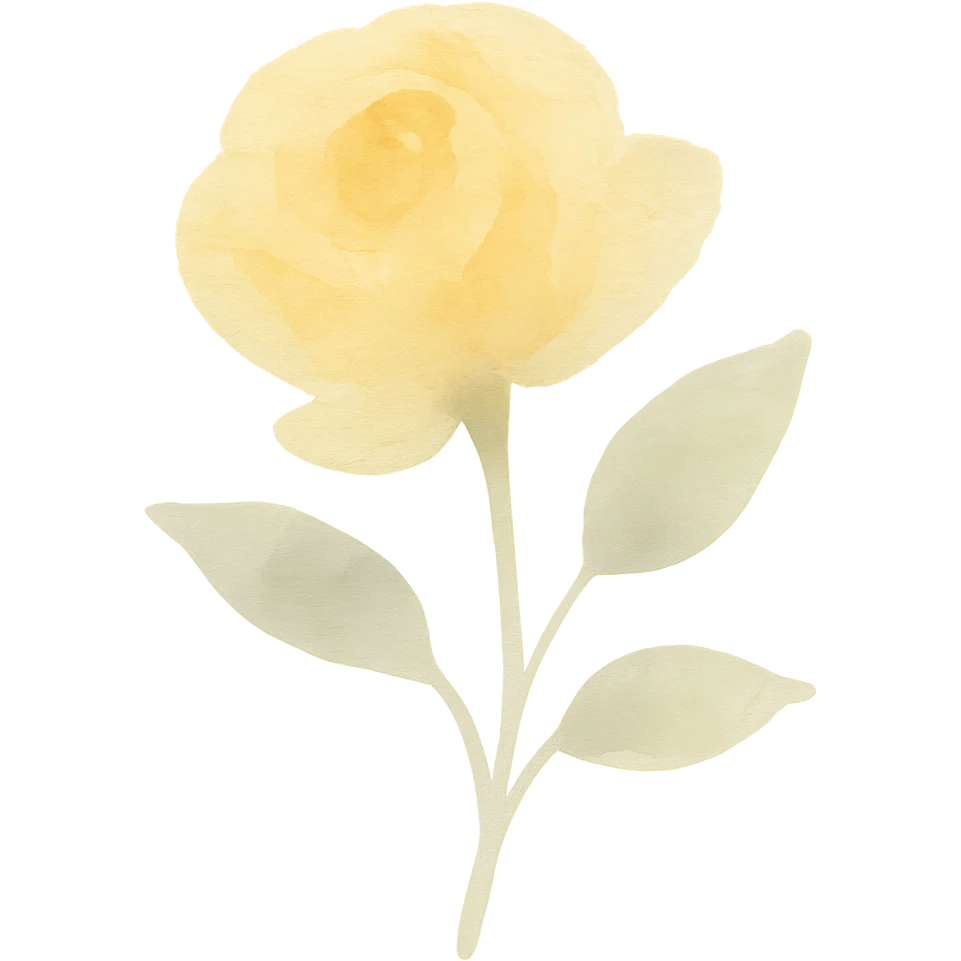 a single yellow rose, watercolor illustration emoji