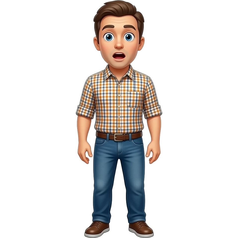 Surprised man, full body emoji