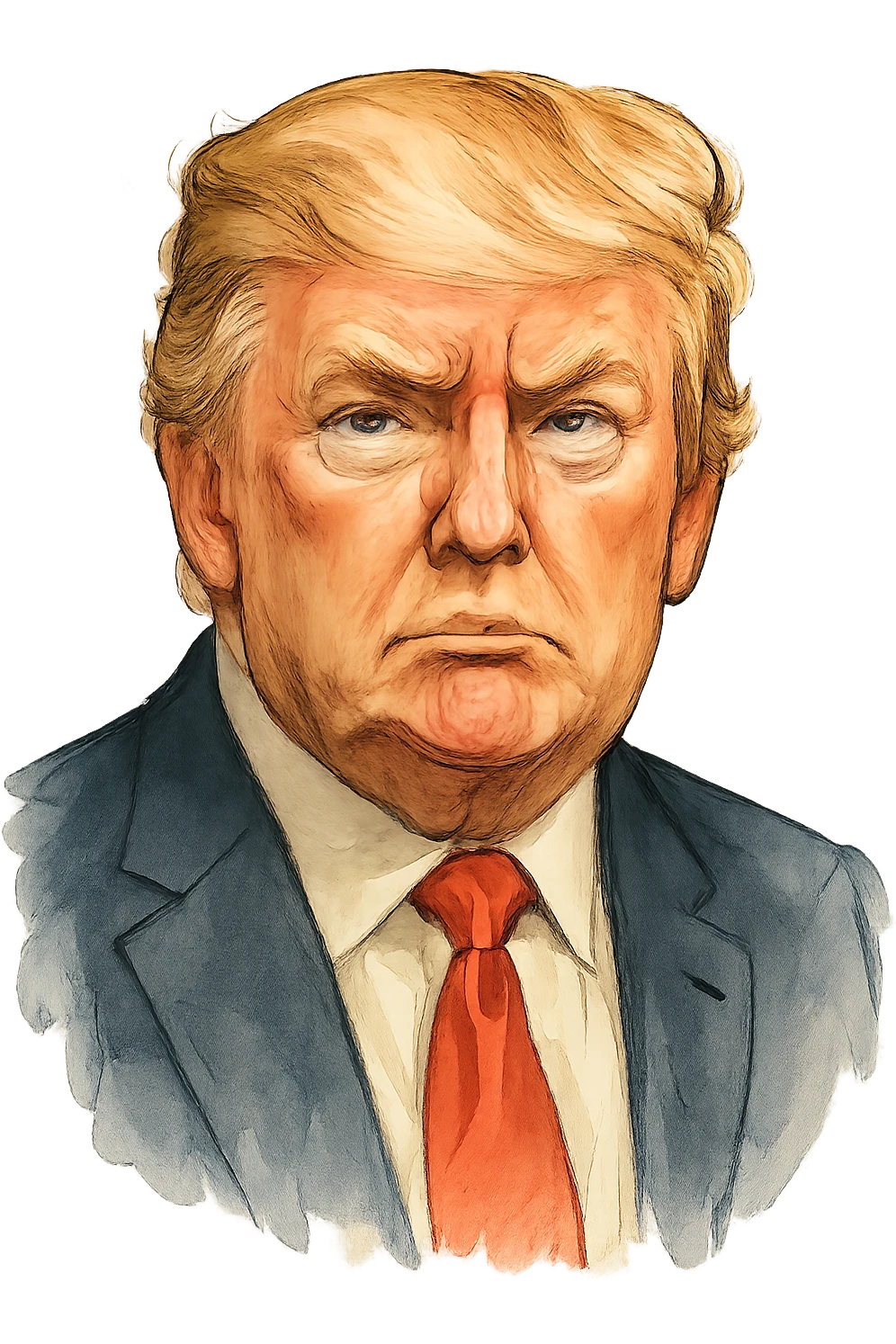 Дональд Трамп в слегка рисованном, но при это объемный стиль, прозрачный фон emoji