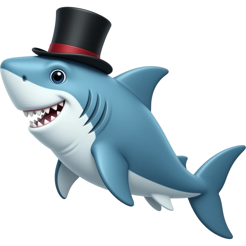 Shark with a top hat emoji