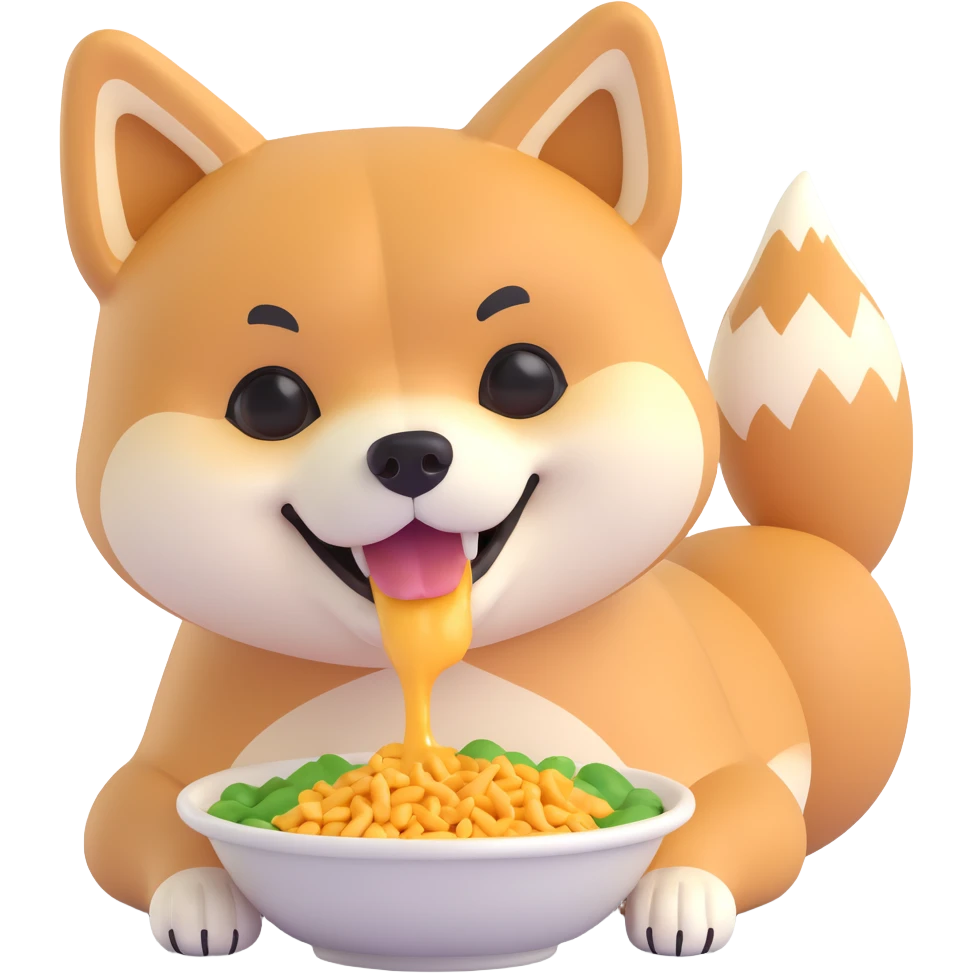 shiba inu, eating emoji