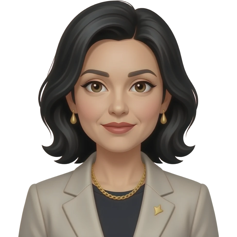 Female, early 40s, black hair, understated luxury style emoji