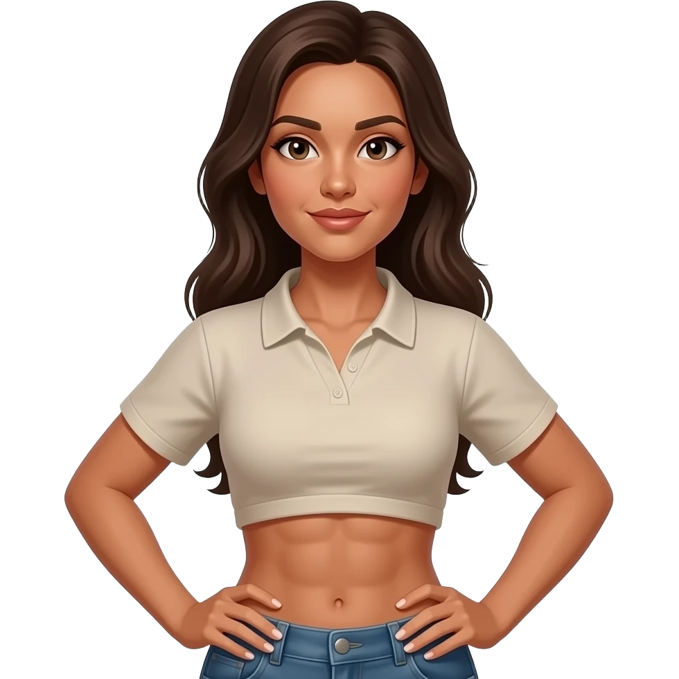hard strong womans abs, tan skin emoji