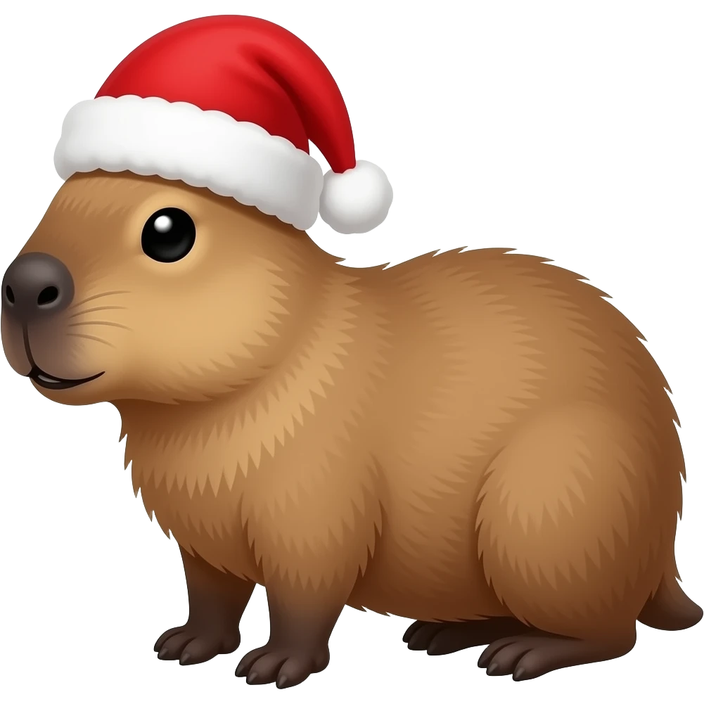 Crea a un capibara con un sombrero de navidad emoji