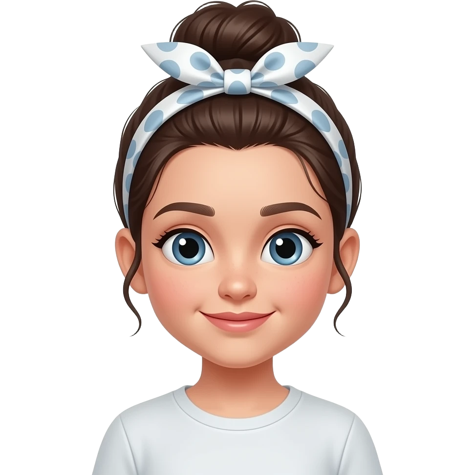 young girl with stylish hair band and bun emoji