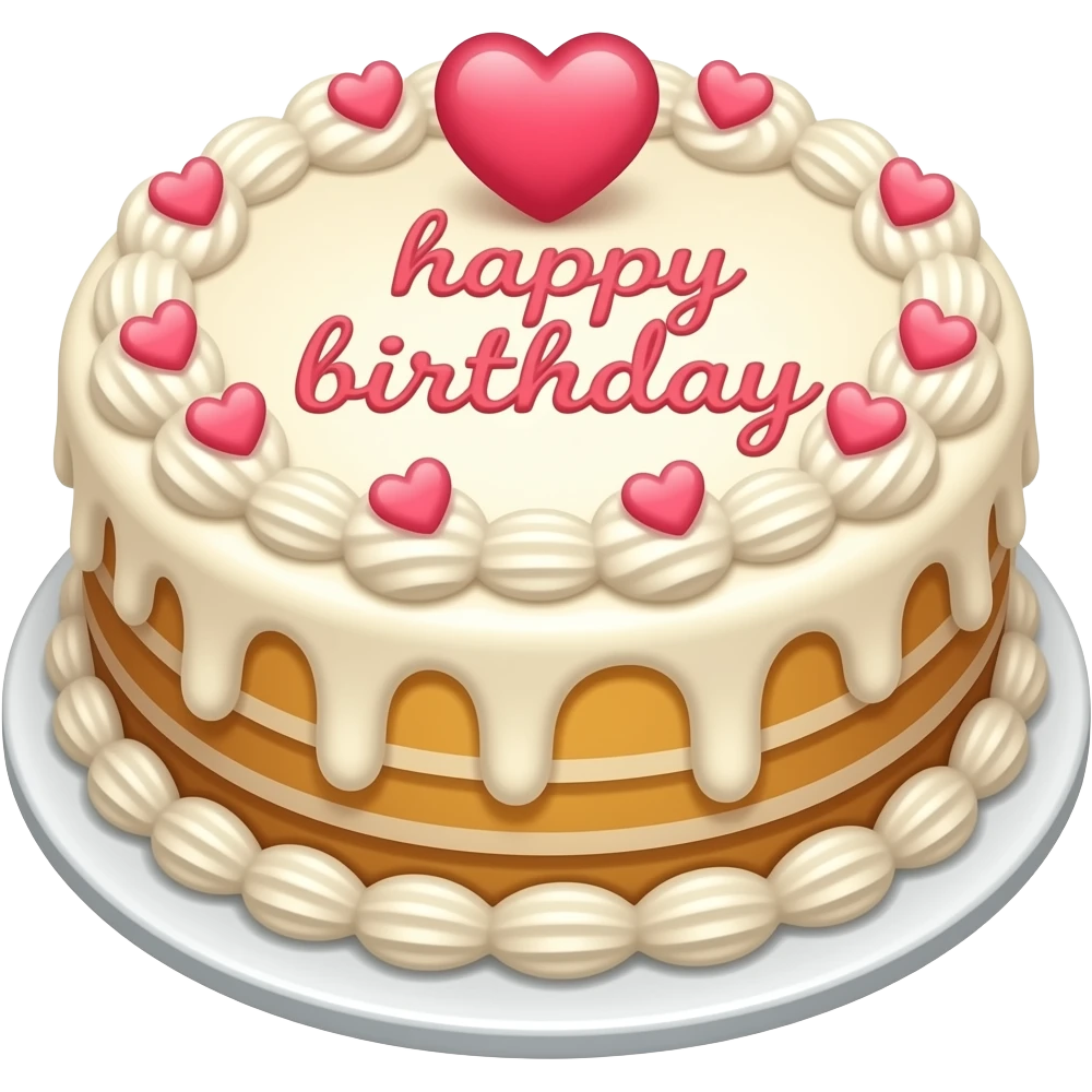 Büyük bir pasta üzerine happy birthday yazılı olsun kalp ❤️ olsun emoji