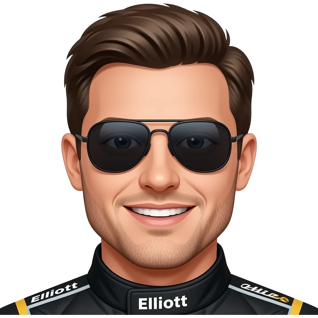 Chase elliott with facial hair wear aviator sunglasses emoji