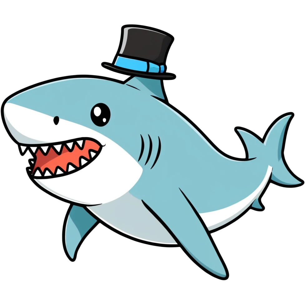 Shark with a top hat emoji
