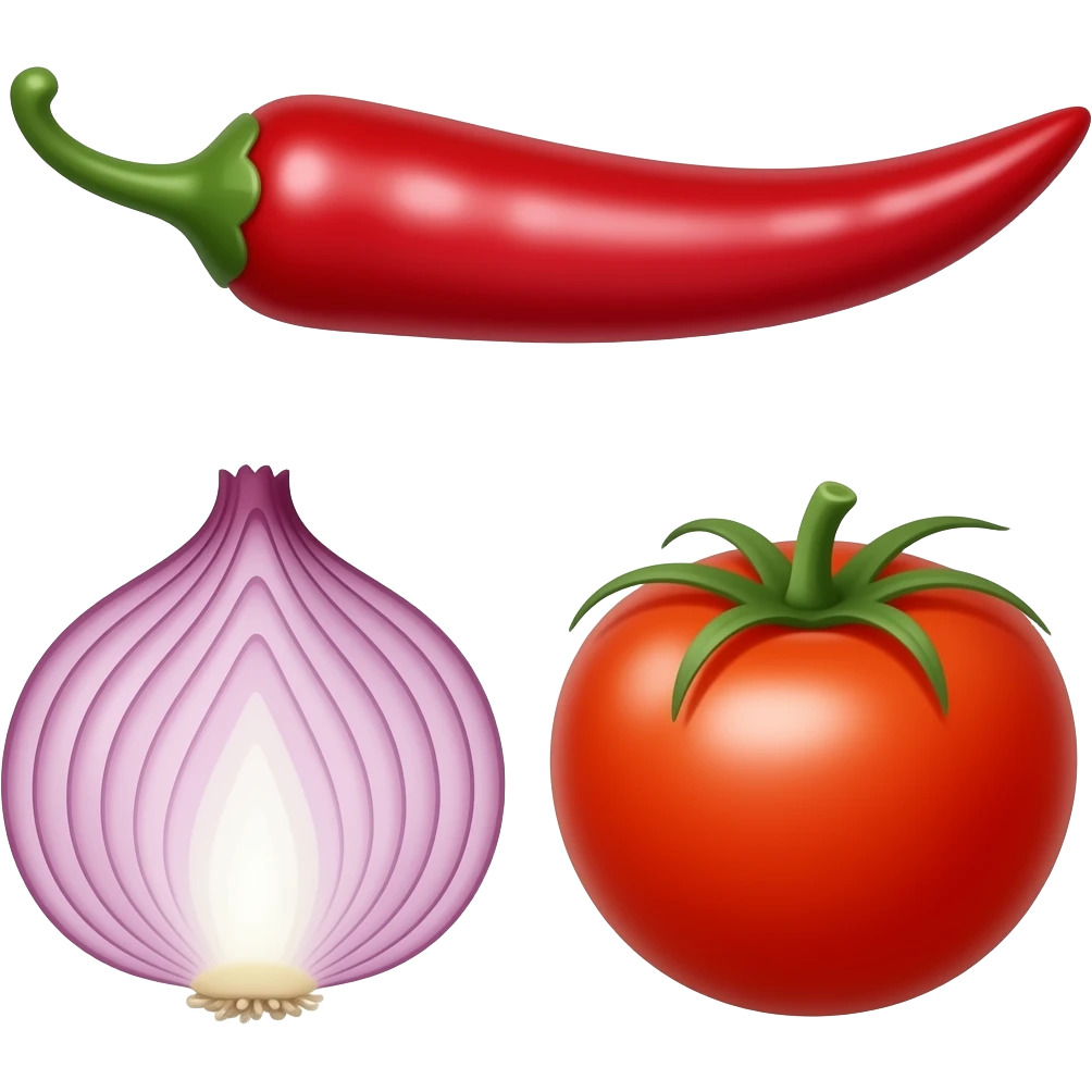 generates the emoji of chili paste, onion and tomato. emoji