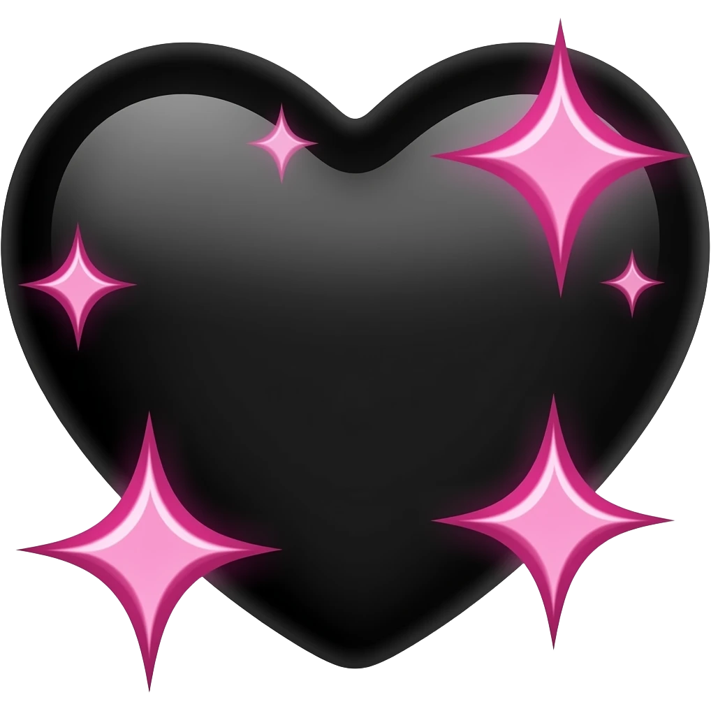 Black heart with pink sparkles emoji
