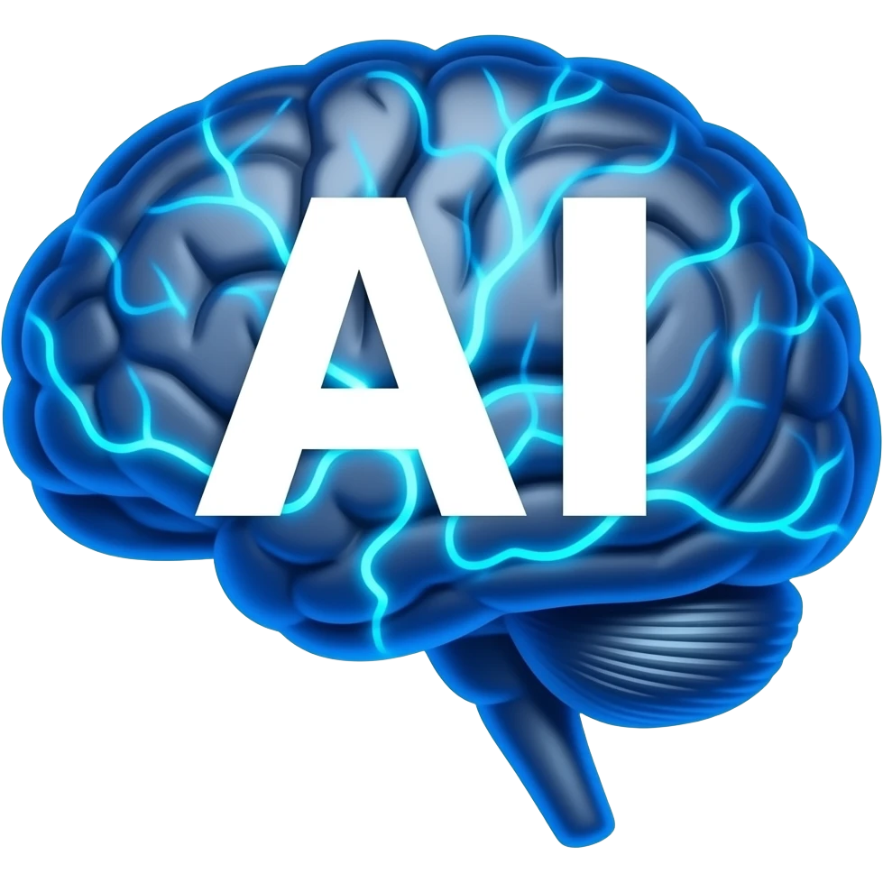 LOGO BRAIN ARTIFICIAL INTELLIGENCE WITHE TEXT "AI" emoji
