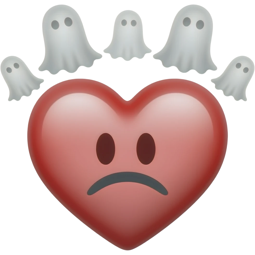 generate a heart haunted by ghosts on top to visualize the meaning of guilty emoji