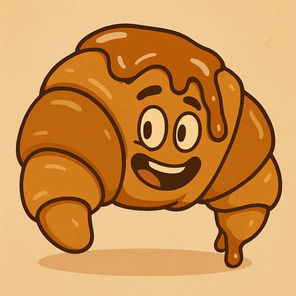 a caramel croissant, cartoon style emoji