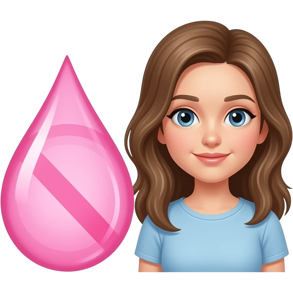 Gota rosa no símbolo de proibição do lado de uma adolescente menina emoji