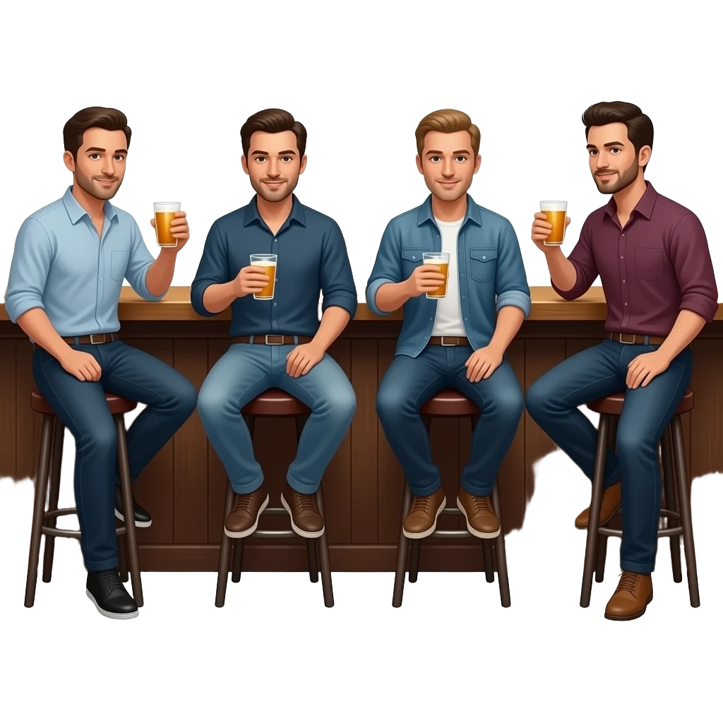 4 guys sitting at a bar emoji