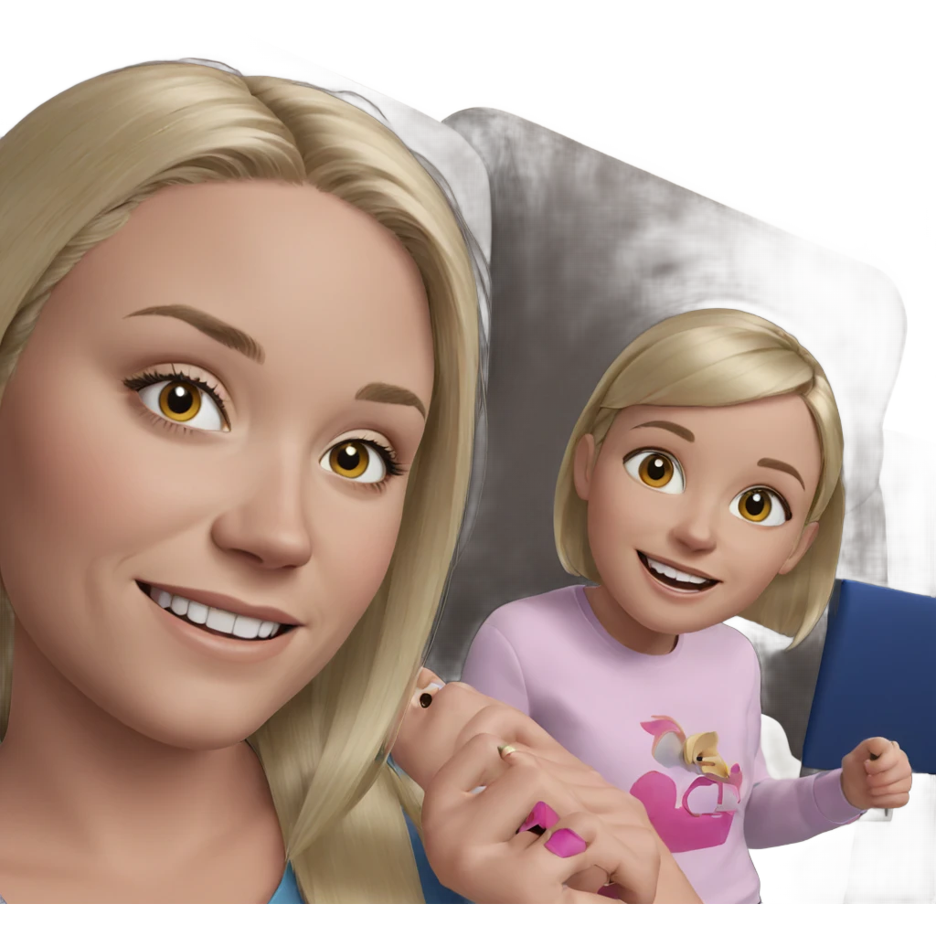 blonde girl smiling at viewer emoji