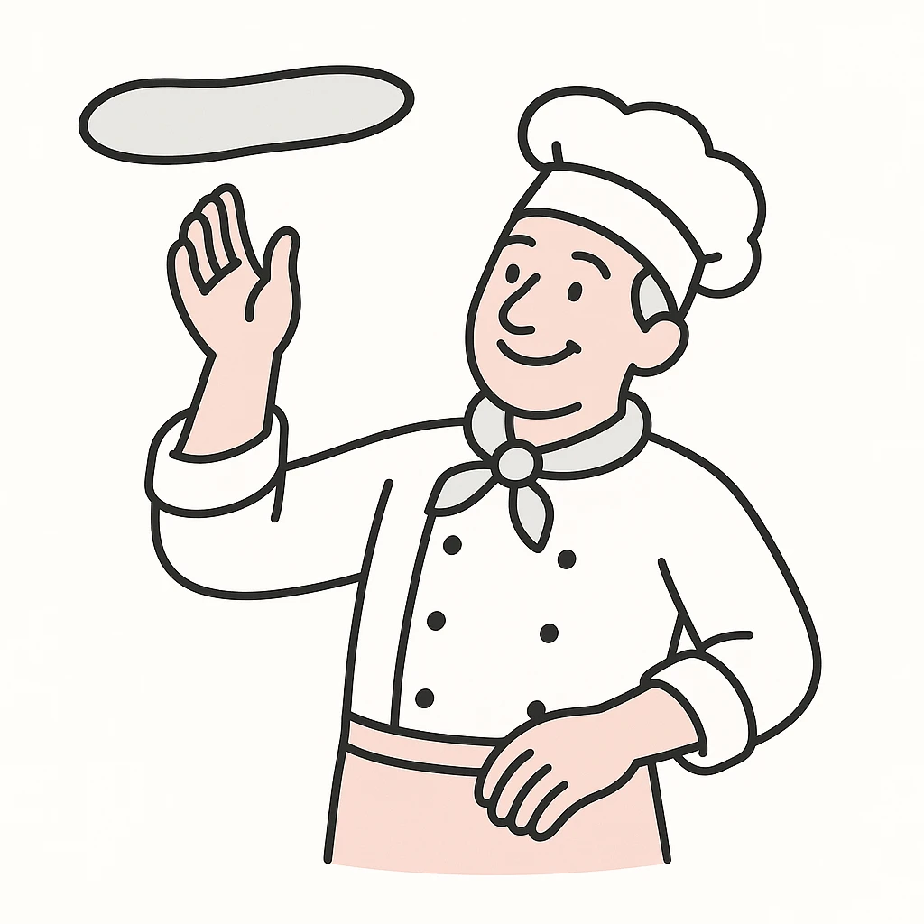 smiling Italian chef spinning pizza dough emoji