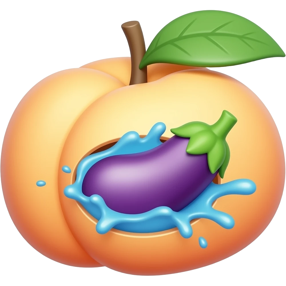 Use peach emoji with eggplant emoji going inside with water splash emoji