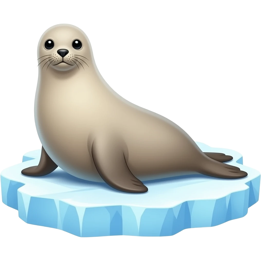 a Picture of a seal the background is the antartica emoji