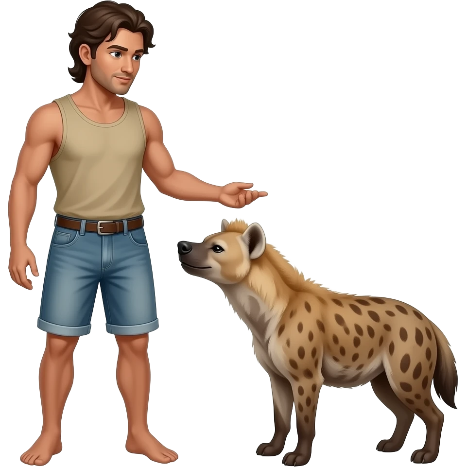 Man taming a hyena emoji
