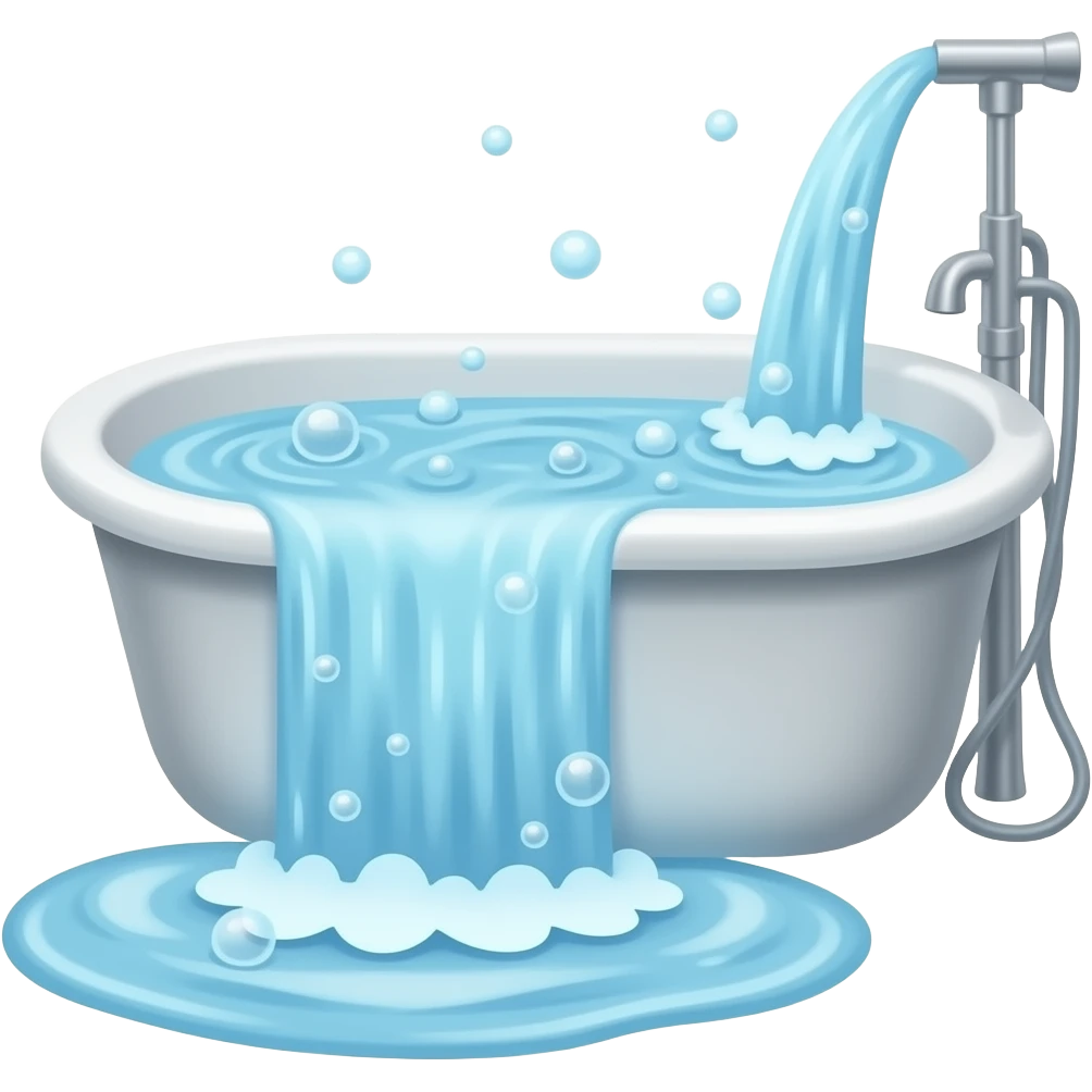 Whirlpool tub with waterfall and bubbles spa emoji