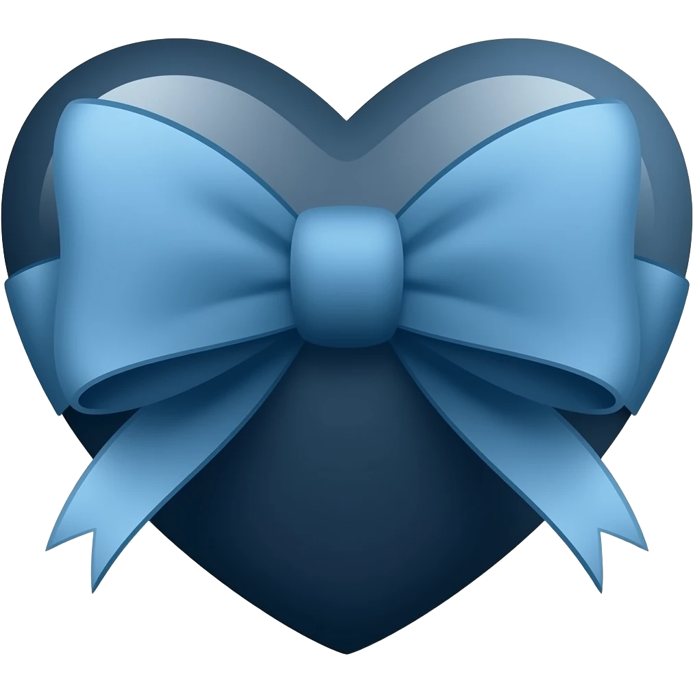 coração azul escuro com lacinho emoji