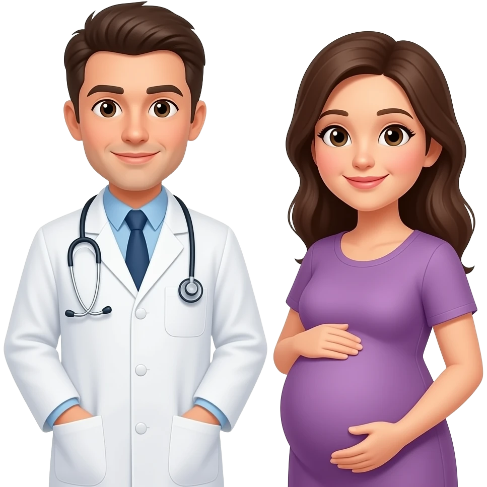 doctor con mujer embarazada emoji