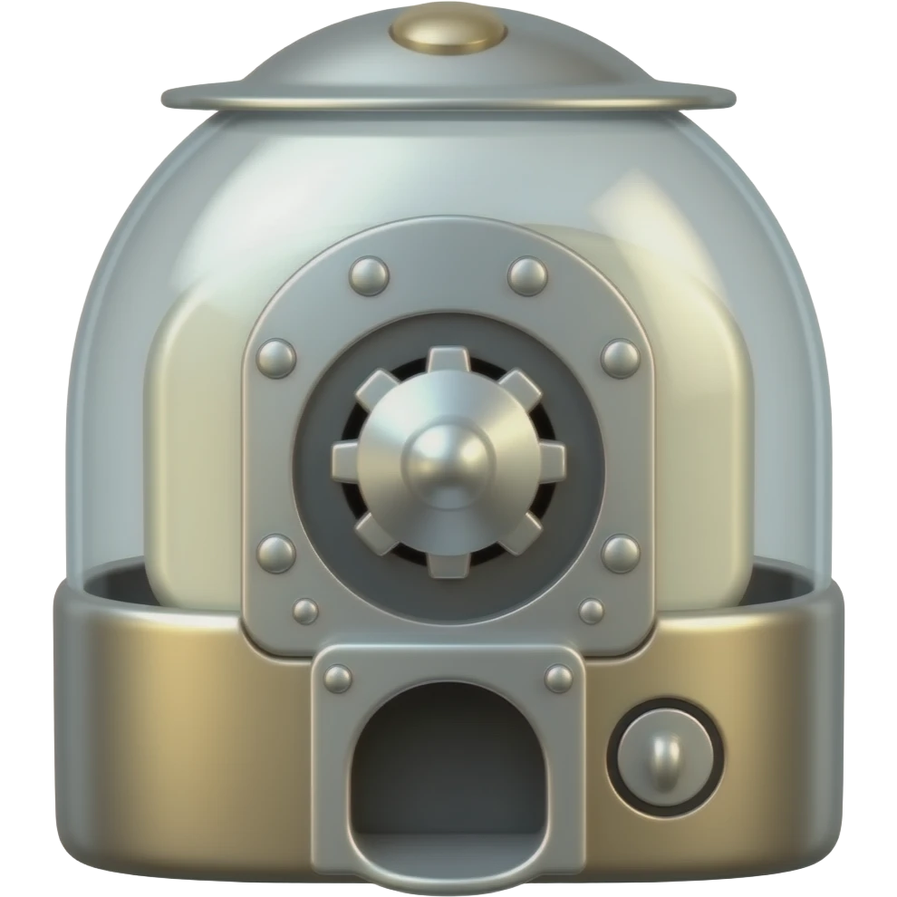gumball machine with a front mechanical gear in the center emoji