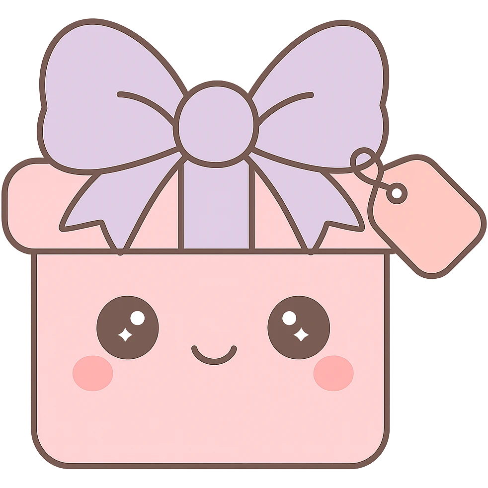 Change the gift tag to a heart shape, keep the kawaii style, no background. emoji