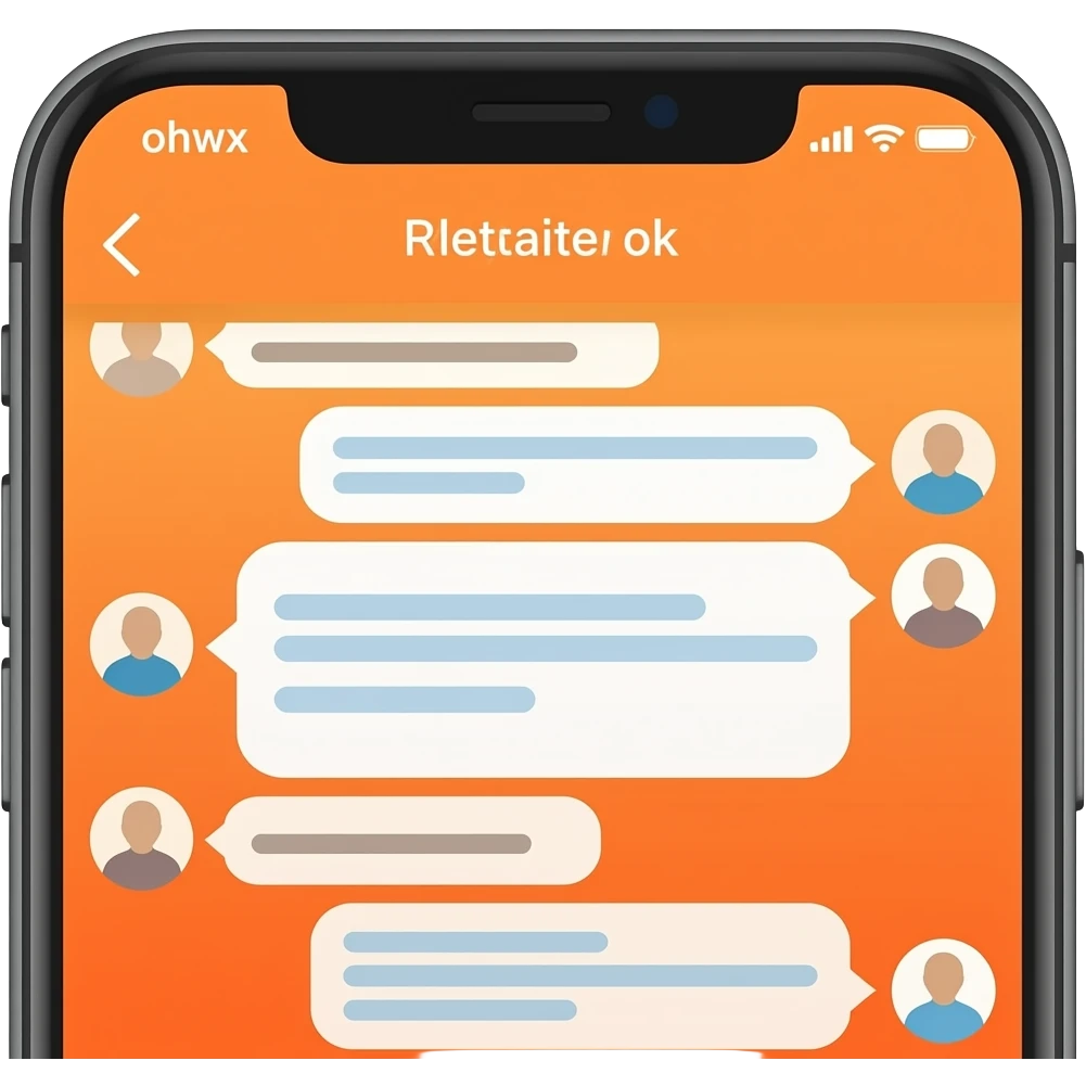 orange themed messaging app on an iphone emoji