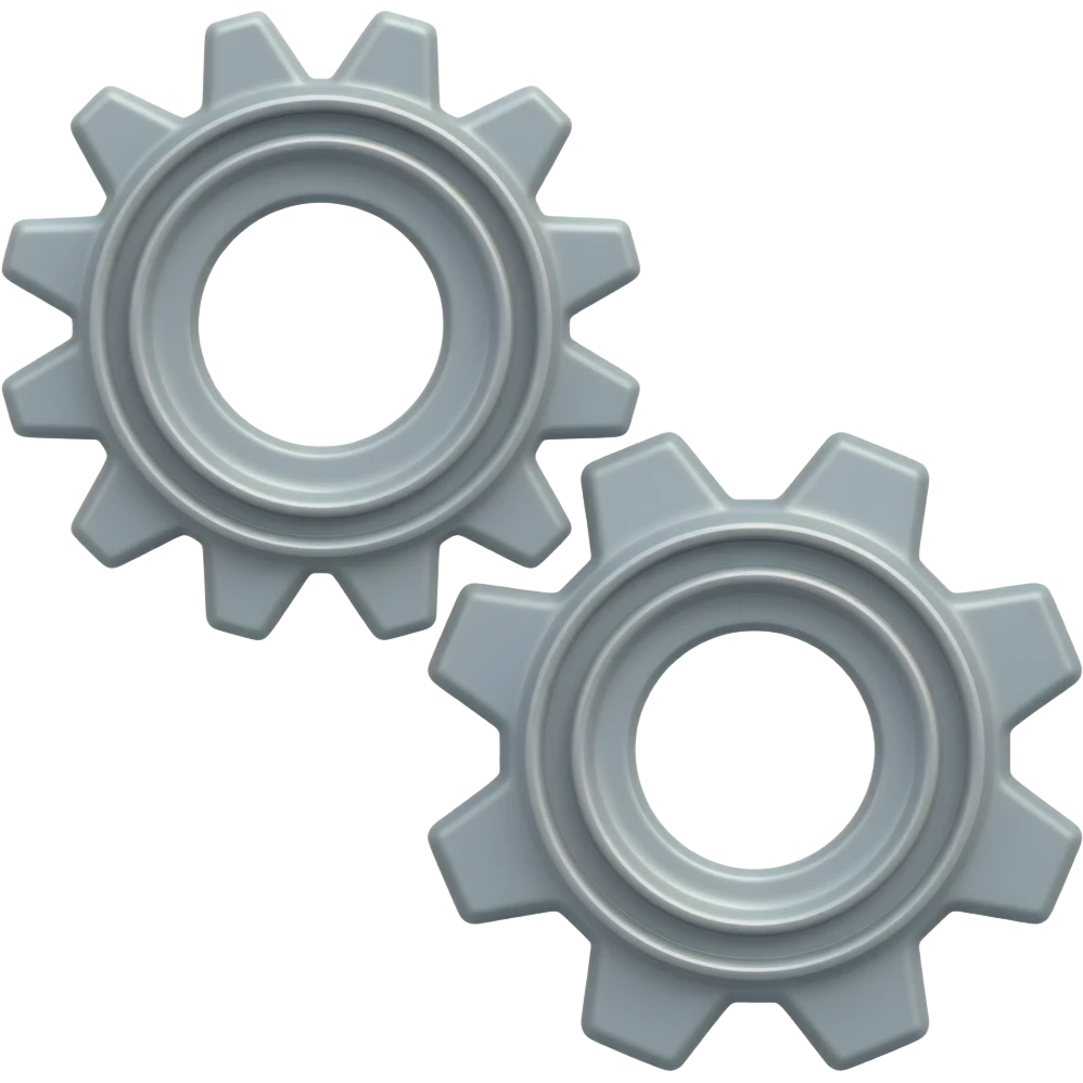 crea un emotiocno de represente 2 engranajes grises sin cara emoji