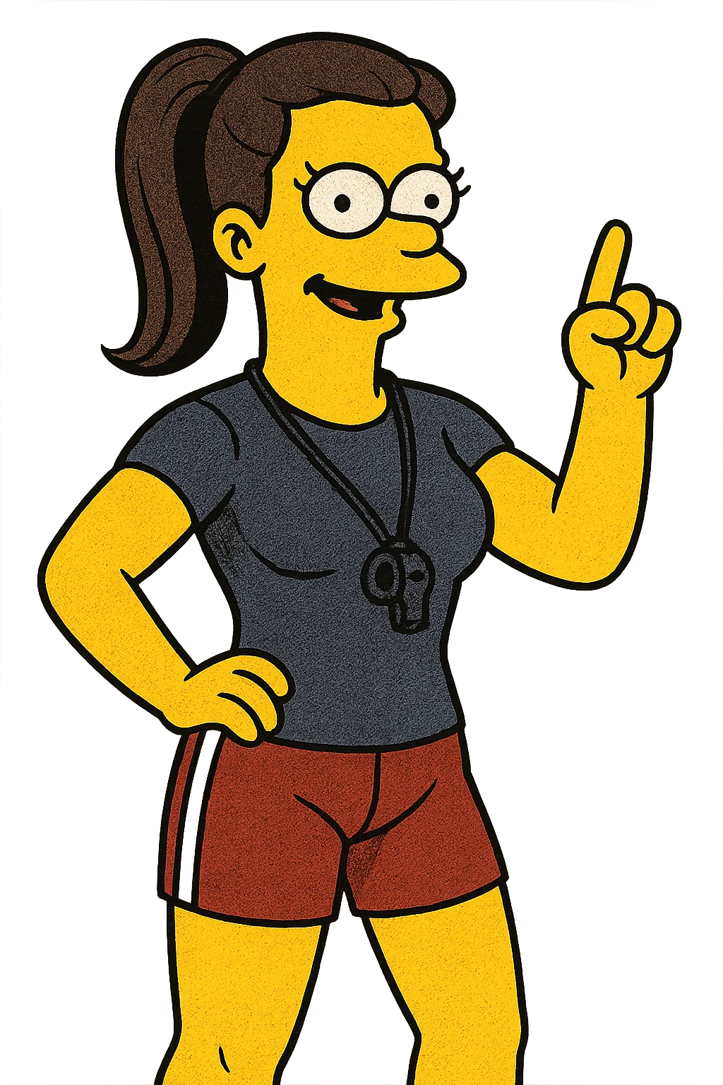 athletic woman coach, Simpsons style emoji